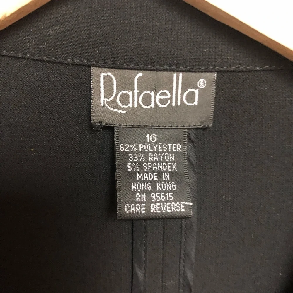Rafaela 16 black Ponte knit jacket with three buttons pit to pit 22